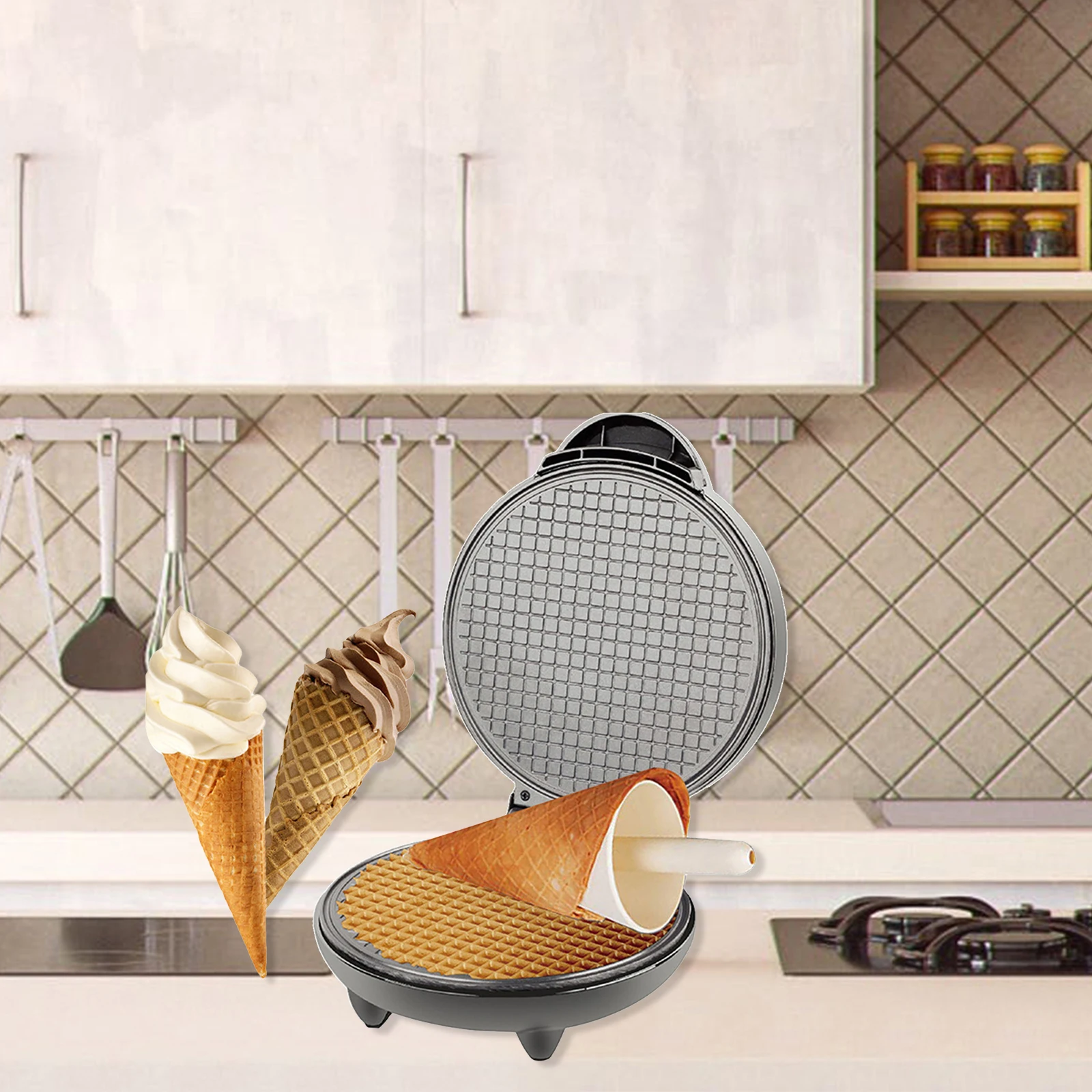 Вафельница 1200 Вт с антиприга – обзор и цена Waffle Cone Maker